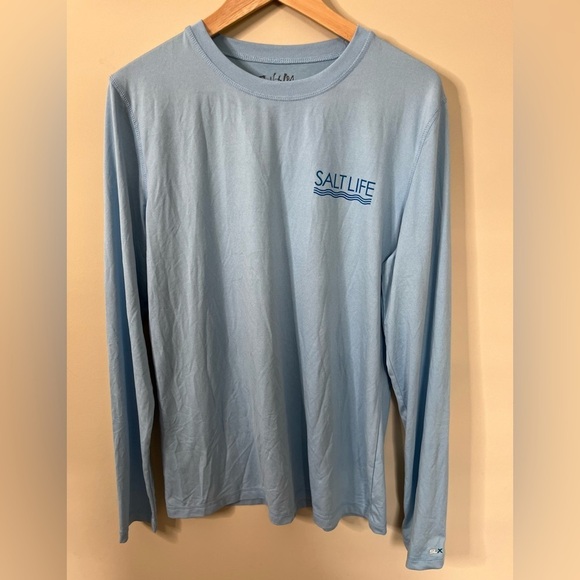 Salt Life Long Sleeve Blue Top Size XL No Worries Sea Happy - Picture 1 of 7